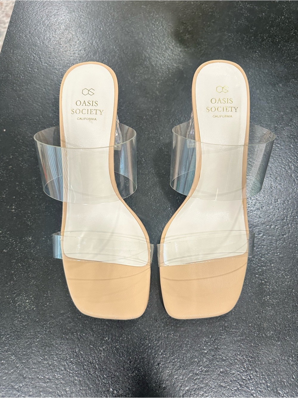 Oasis Society Clear-Strap Sandals in Nude